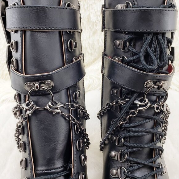 Vivika Goth Granny Ankle Boots Coffin Straps & Chain - Picture 15 of 16